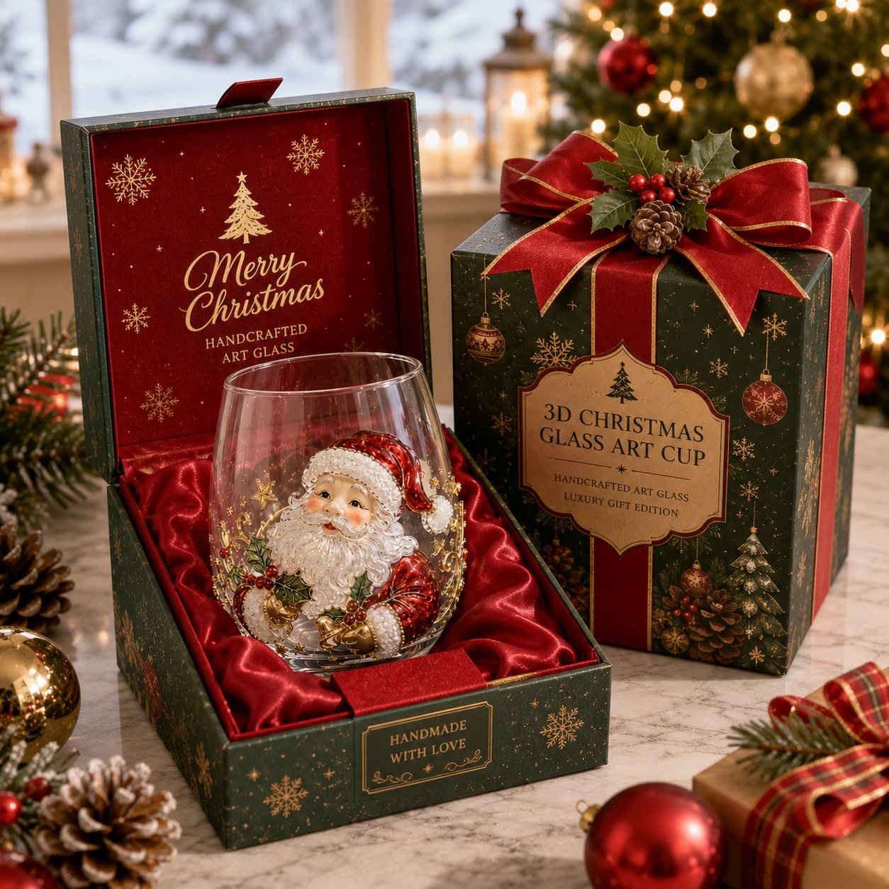 đLAST DAY 50% OFF⨠3D Christmas Glass Art Cup
