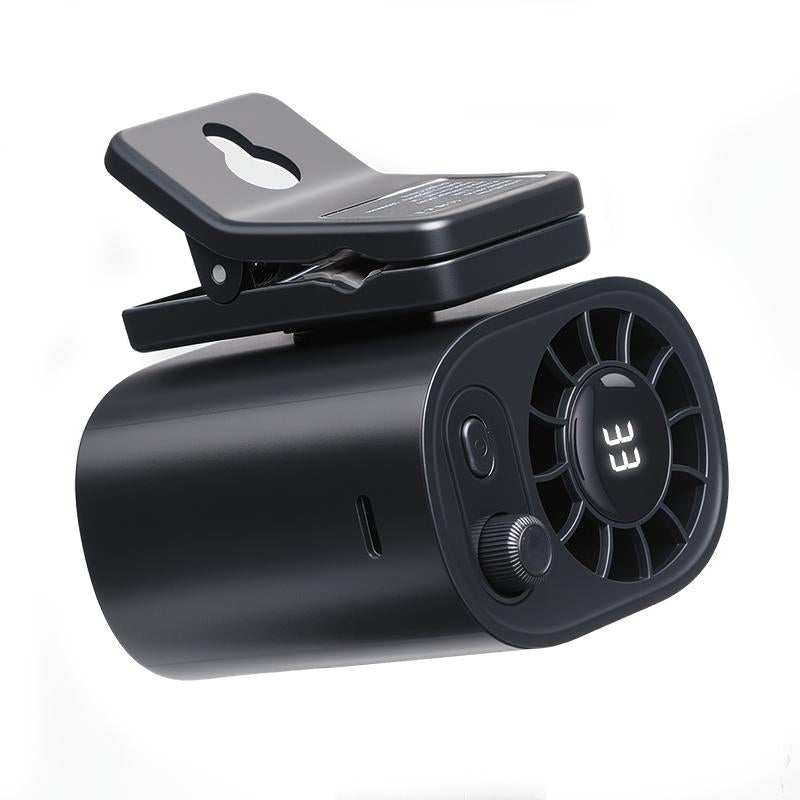 ❄️Stay Cool Anywhere! 🍃Clip‑On Car Fan – 199‑Speed Stepless Adjustment, 360° Rotation, Rechargeable Personal Fan for Car, Desk, Outdoor & More-AUX