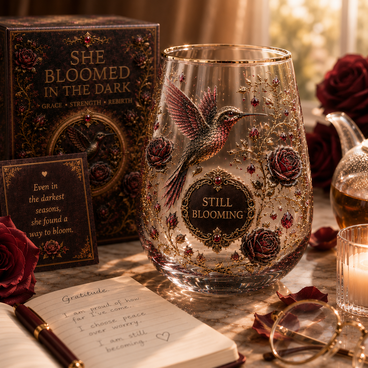 š¤ Reborn From Darkness ā Beautiful Yet Dangerous | 2026 Blood Rose Hummingbird Glass Cup