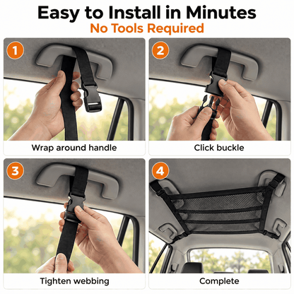 🚙 FlyDome™ Car Ceiling Cargo Net – Overhead Storage Organizer for SUVs & Sedans