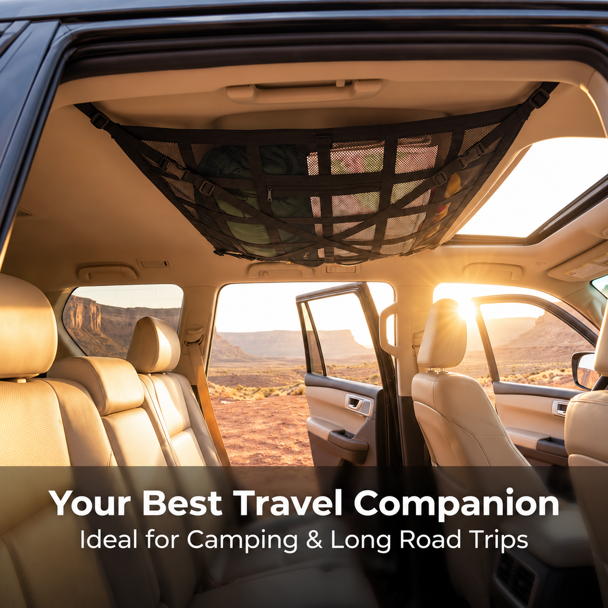 🚙 FlyDome™ Car Ceiling Cargo Net – Overhead Storage Organizer for SUVs & Sedans