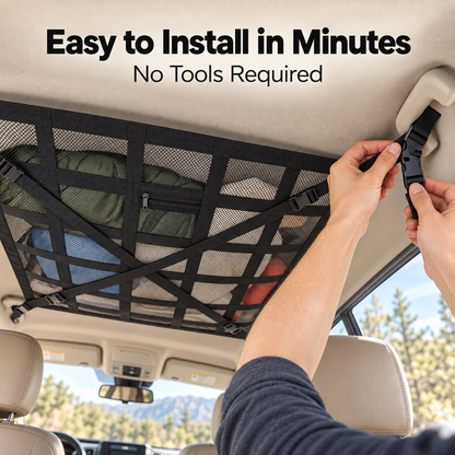 🚙 FlyDome™ Car Ceiling Cargo Net – Overhead Storage Organizer for SUVs & Sedans