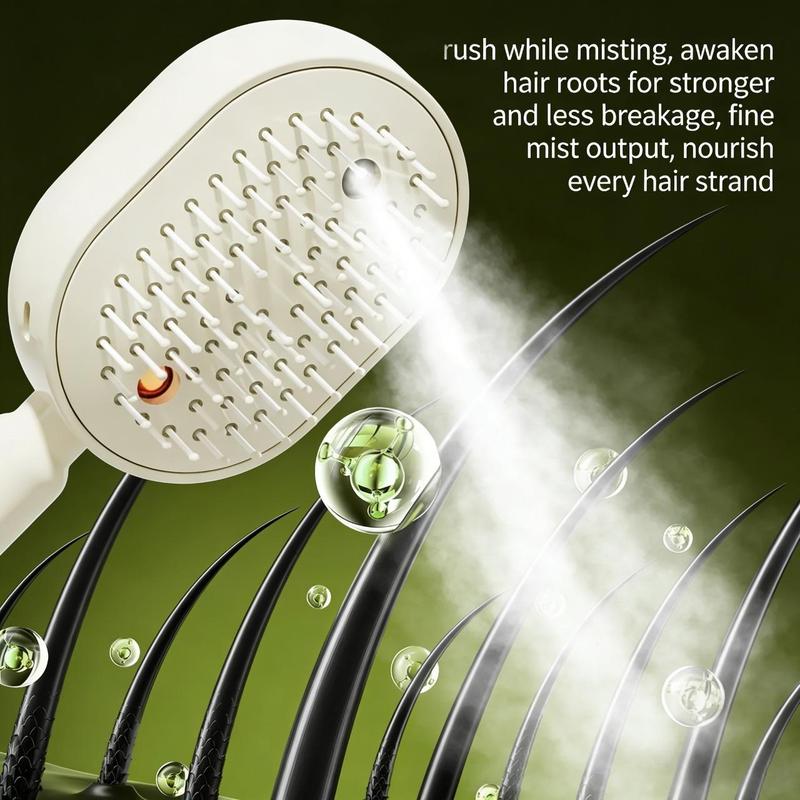 ✨ Electric Spray Air Cushion Massage Comb 🧹 Self-cleaning & Anti-tangle | 💧 Essential Oil Mist Hair Care ⚡ Anti-static Volumizing Aromatherapy Comb.