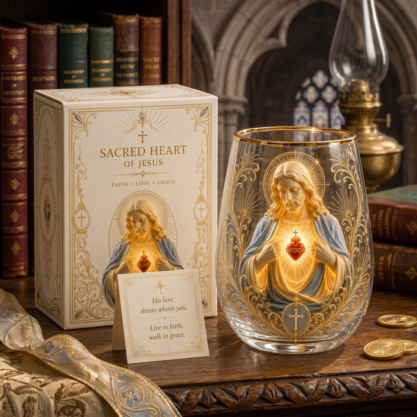 🙏Sacred Heart of Jesus Glass Cup💖Buy 2 & Get Free Shipping