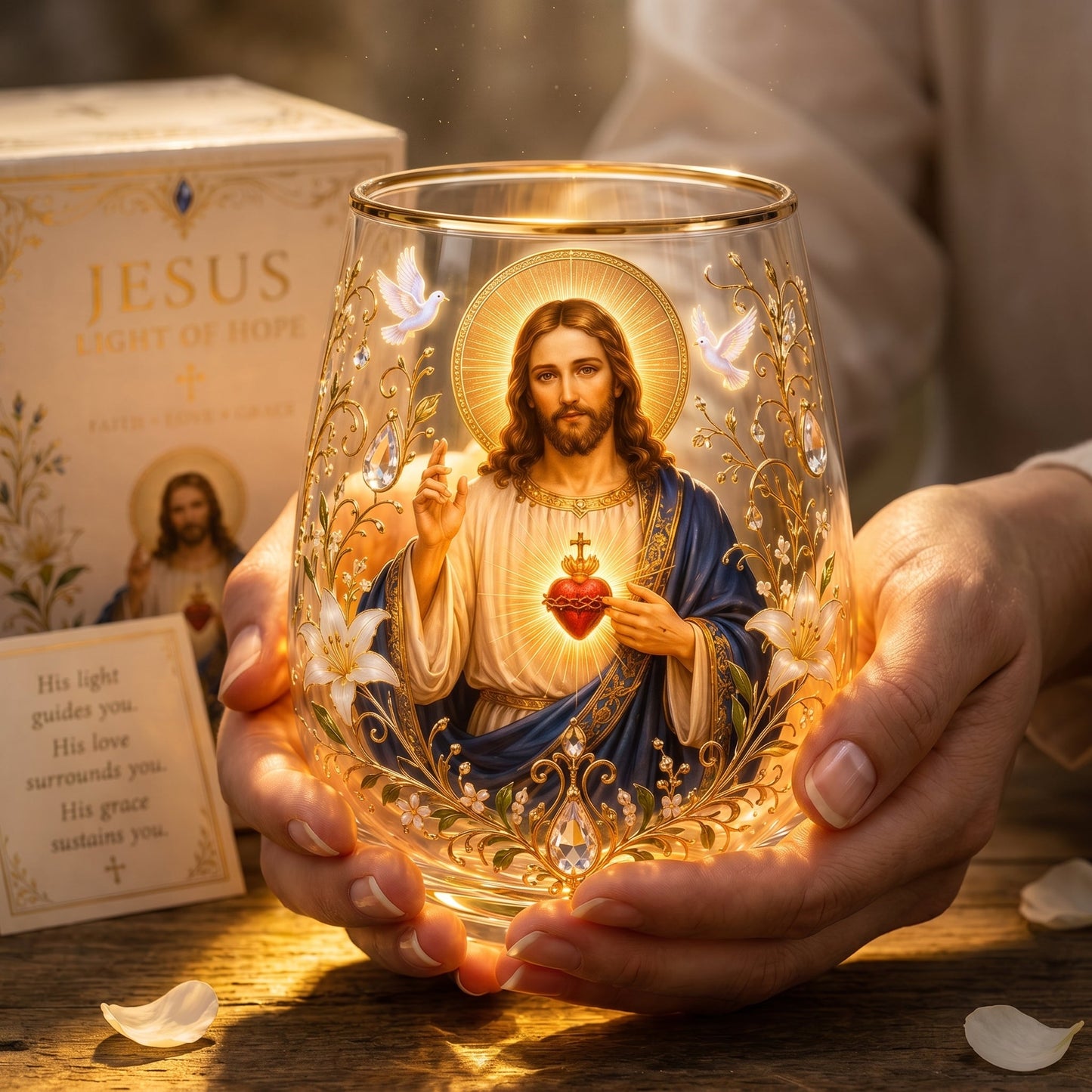 🙏Sacred Heart of Jesus Glass Cup💖Buy 2 & Get Free Shipping