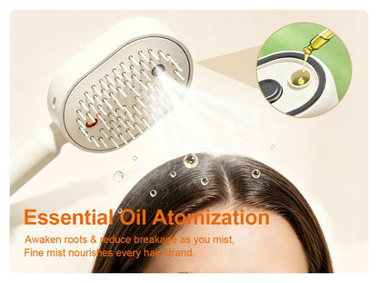 ✨ Electric Spray Air Cushion Massage Comb 🧹 Self-cleaning & Anti-tangle | 💧 Essential Oil Mist Hair Care ⚡ Anti-static Volumizing Aromatherapy Comb.