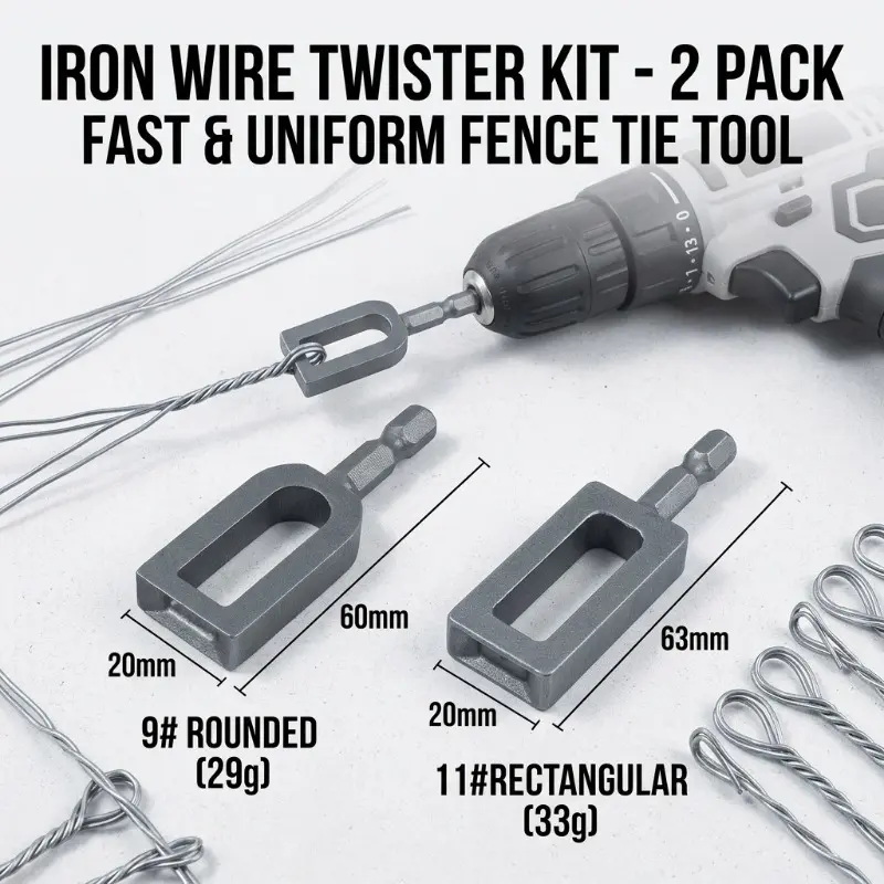 🔩 Heavy-Duty Wire Twister Tool for Drill ⚙️, High-Carbon Steel Rebar Tie Wire Twisting Bit, Fast Wire Tying Attachment for Construction 🏗️, Fencing 🚧, and Gardening 🌱-XLB