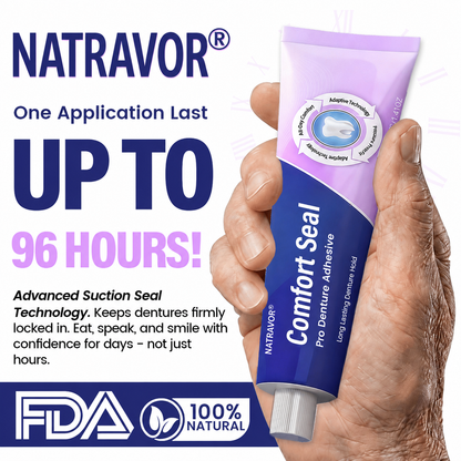 🔥 LIMITED SPECIAL OFFER 🔥NATRAVOR® Comfort Seal Pro Denture Adhesive🦷💜FDA Certified (Clinically Proven 96-   Hour Lock Hold for   Secure, Comfortable &   Zinc-Free Denture Fit)