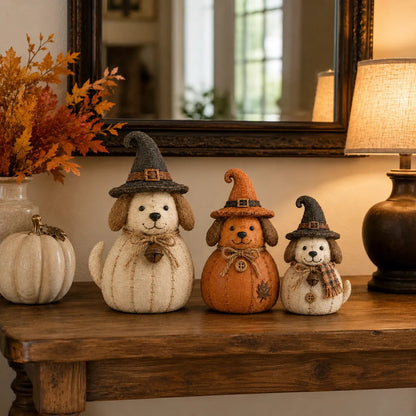🔥🎁Vintage Witch Cat & Dog Decor Set