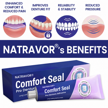 🔥 LIMITED SPECIAL OFFER 🔥NATRAVOR® Comfort Seal Pro Denture Adhesive🦷💜FDA Certified (Clinically Proven 96-   Hour Lock Hold for   Secure, Comfortable &   Zinc-Free Denture Fit)