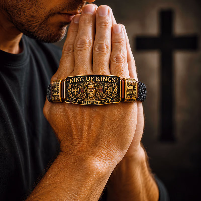 🔥LAST DAY 50% OFF - ✝️CHRIST IS MY STRENGTH: Father’s Day Faith Bracelet, Daily Spiritual Reminder for Christian Dads