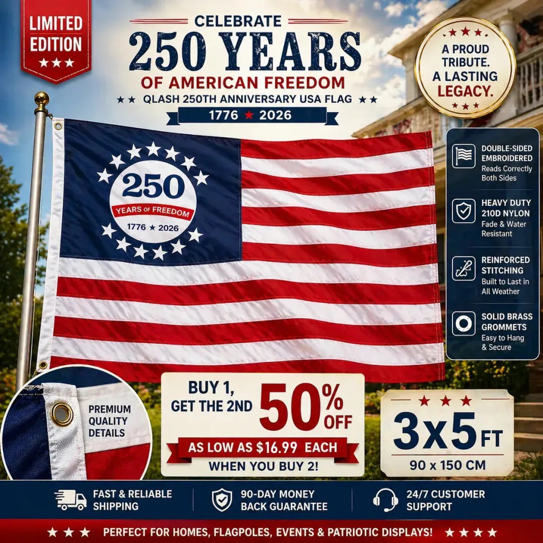 Last Day 49% OFF🔥250th Anniversary USA Commemorative Flag (3x5 Ft),Double-sided mirror embroidery