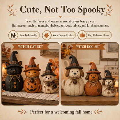 🔥🎁Vintage Witch Cat & Dog Decor Set