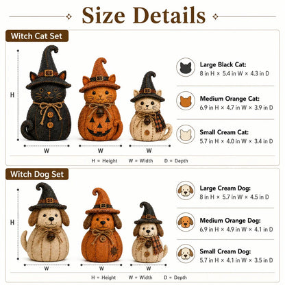 🔥🎁Vintage Witch Cat & Dog Decor Set