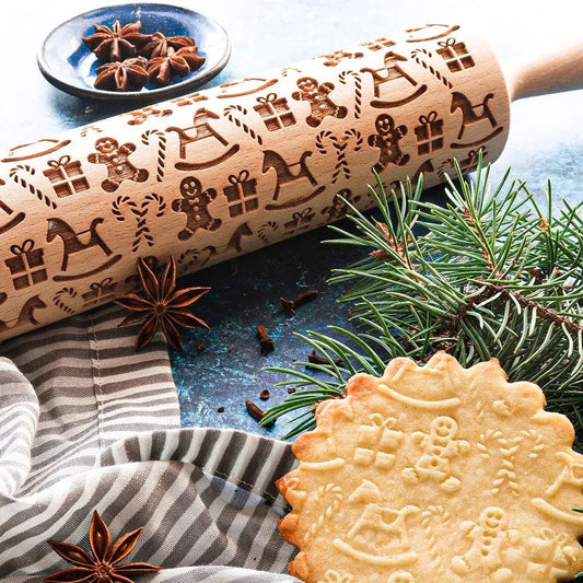 ⏳ Last Day 49% OFF – 🍪 Stamp Cookies Instantly! No-Stick Engraved Beech Rolling Pin | 100+ Deep-Engraved Patterns, Handcrafted Beech Wood & Recipe Booklet for Holiday & Everyday Baking ✨