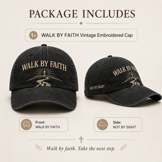 🎁WALK BY FAITH Vintage Christian Embroidered Cap