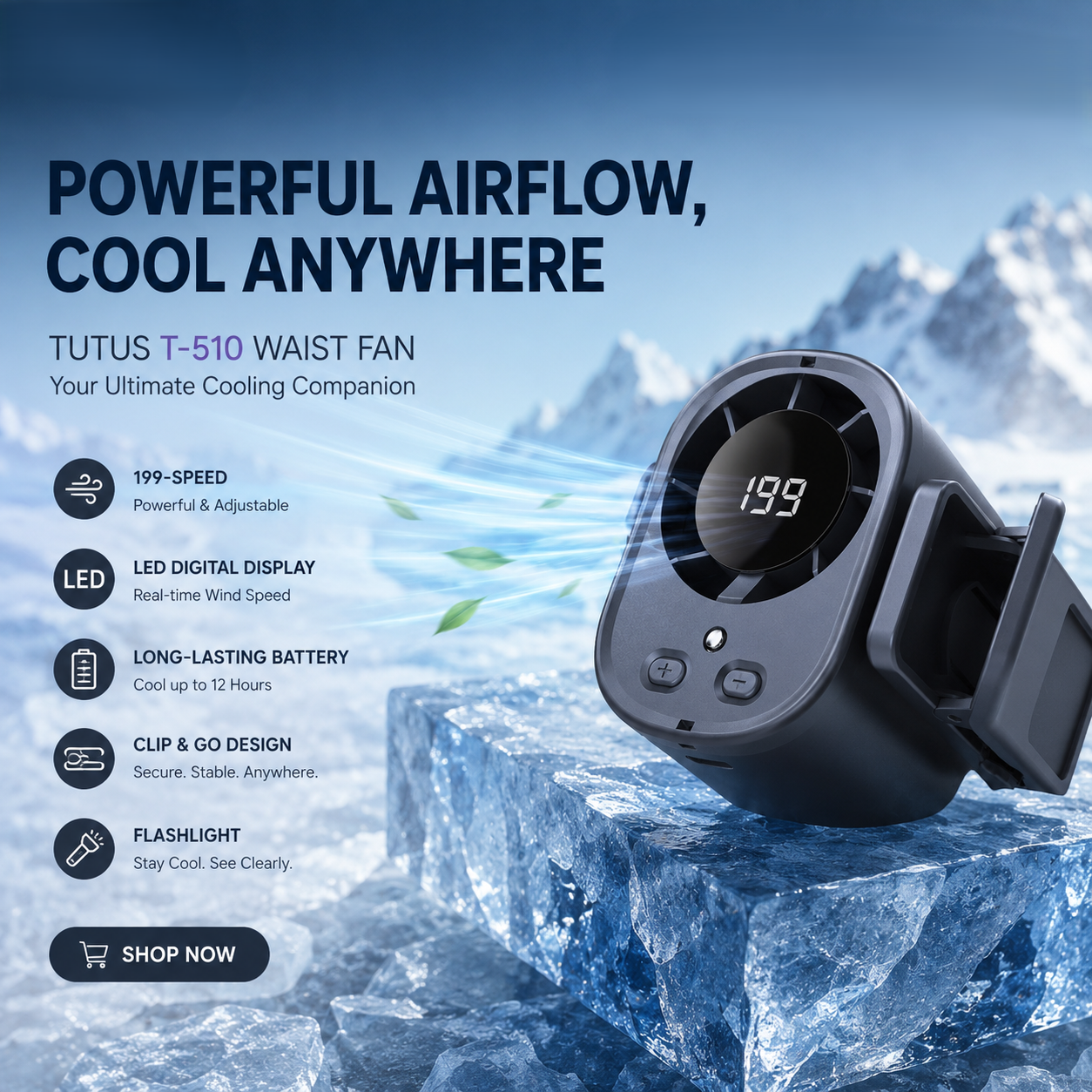 ❄️Stay Cool Anywhere! 🍃Clip‑On Car Fan – 199‑Speed Stepless Adjustment, 360° Rotation, Rechargeable Personal Fan for Car, Desk, Outdoor & More-AUX