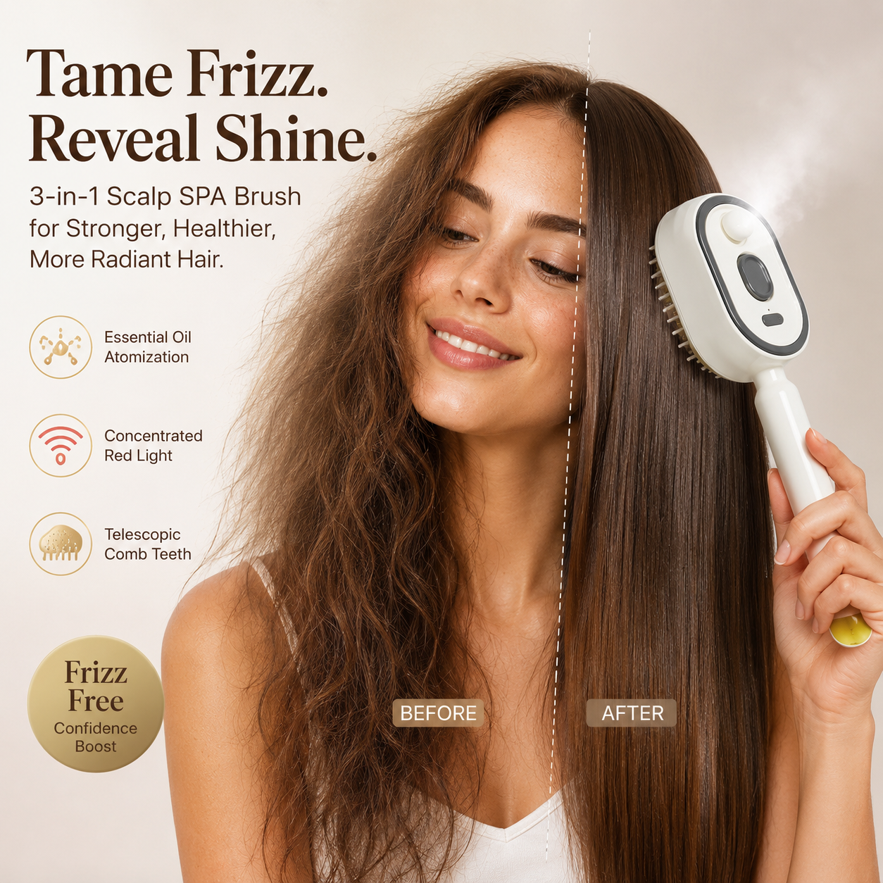 ✨ Electric Spray Air Cushion Massage Comb 🧹 Self-cleaning & Anti-tangle | 💧 Essential Oil Mist Hair Care ⚡ Anti-static Volumizing Aromatherapy Comb.