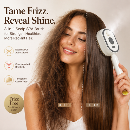 ✨ Electric Spray Air Cushion Massage Comb 🧹 Self-cleaning & Anti-tangle | 💧 Essential Oil Mist Hair Care ⚡ Anti-static Volumizing Aromatherapy Comb.