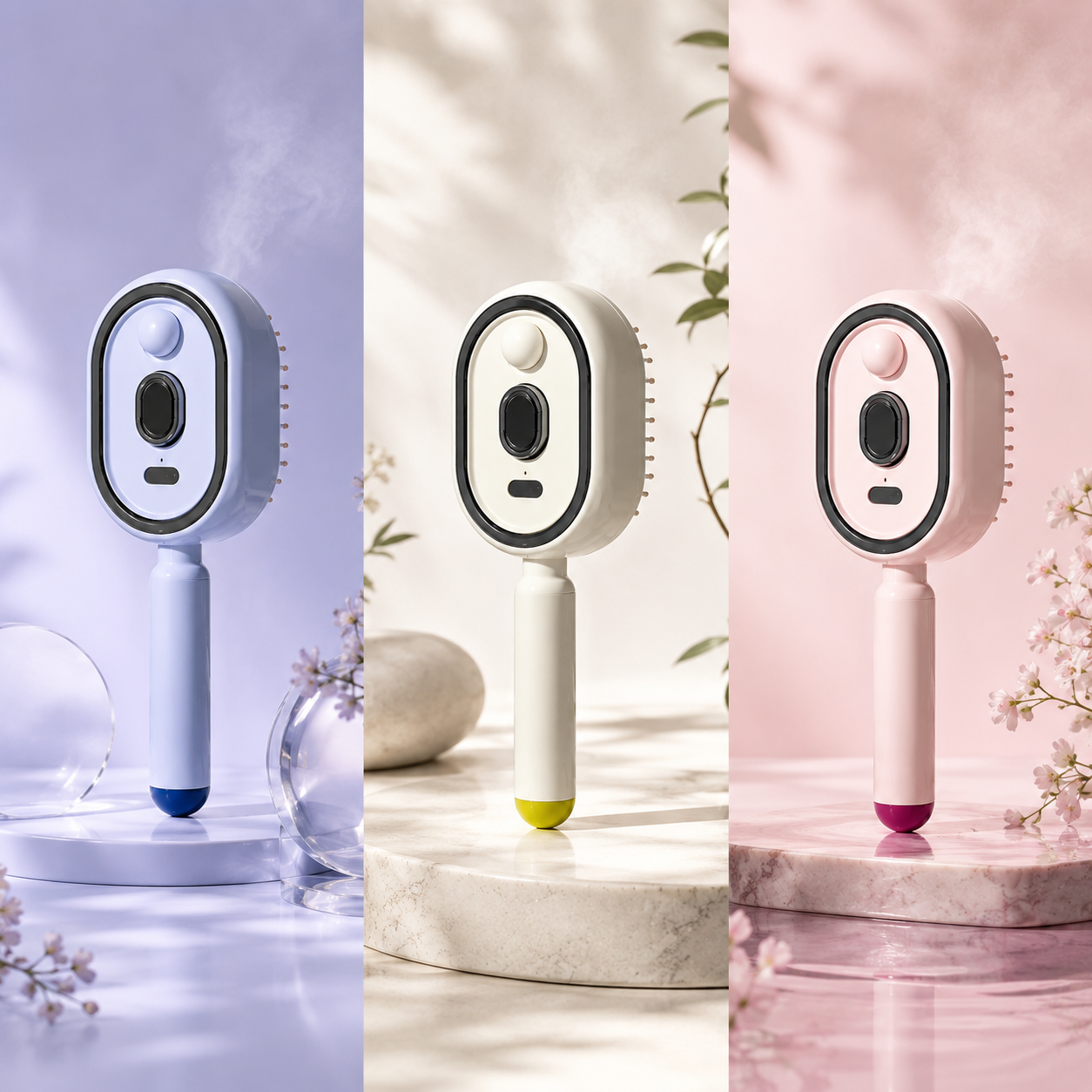 ✨ Electric Spray Air Cushion Massage Comb 🧹 Self-cleaning & Anti-tangle | 💧 Essential Oil Mist Hair Care ⚡ Anti-static Volumizing Aromatherapy Comb.