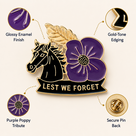 🎖️Limited Edition War Horse Purple Poppy 111th Anniversary Remembrance Brooch🐴