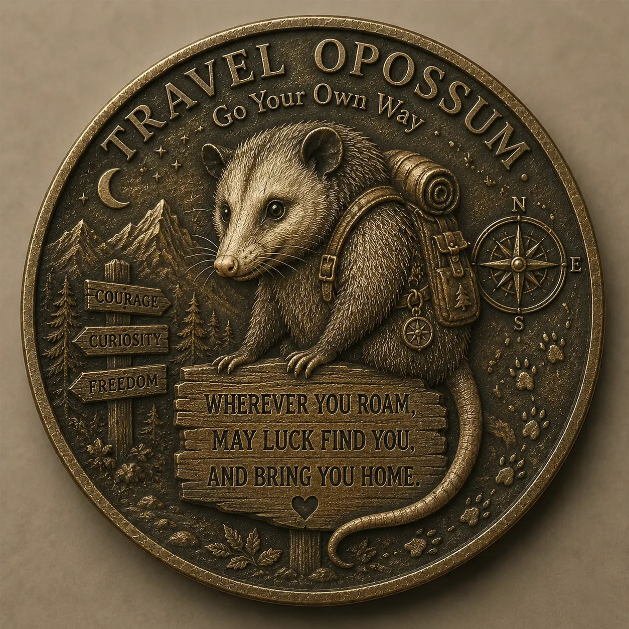 🧭 Travel Opossum Lucky Coin