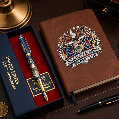 USA 250th Anniversary Notebook & Pen Set, 1776-2026 Patriotic Gift