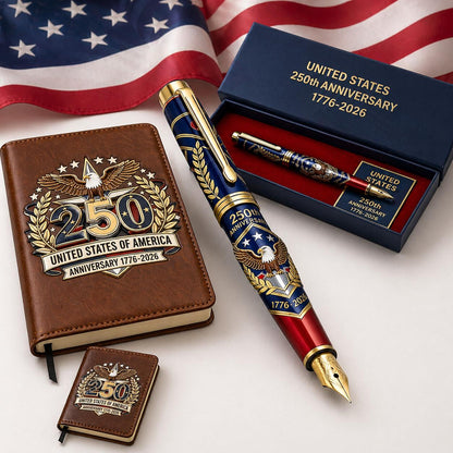 USA 250th Anniversary Notebook & Pen Set, 1776-2026 Patriotic Gift
