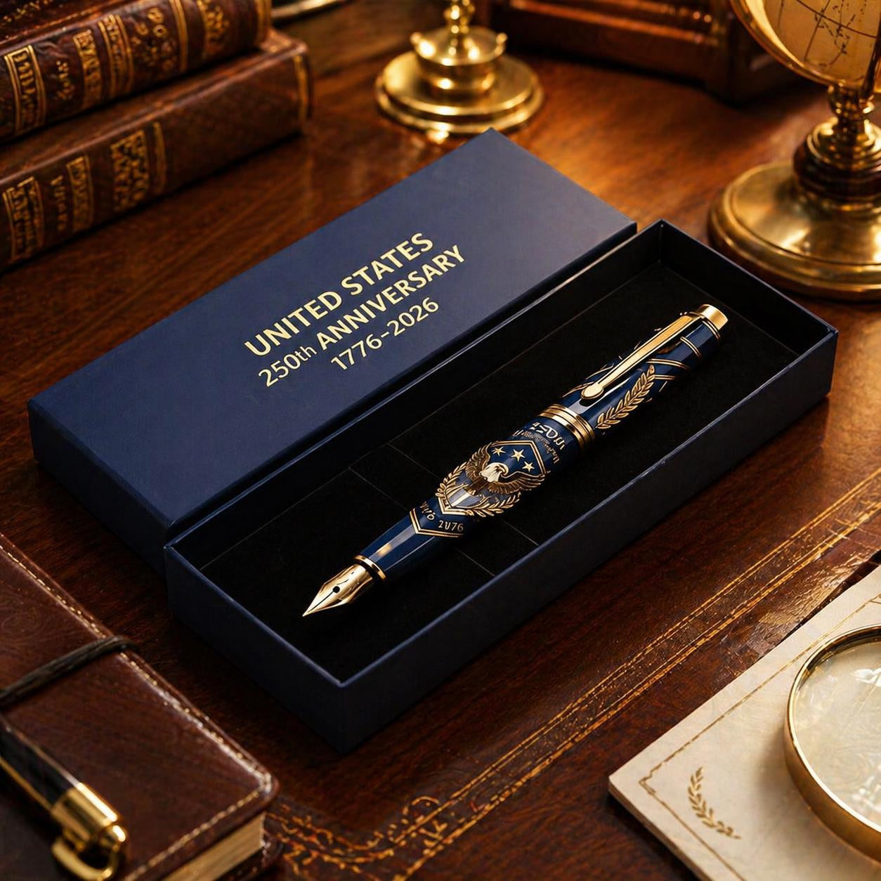 USA 250th Anniversary Notebook & Pen Set, 1776-2026 Patriotic Gift