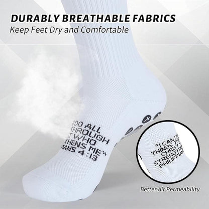 🧦✝️Anti-slip Football Socks Bible Verse Cross Soccer Socks ⚽ for Youth Men Women