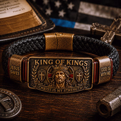 🔥LAST DAY 50% OFF - ✝️CHRIST IS MY STRENGTH: Father’s Day Faith Bracelet, Daily Spiritual Reminder for Christian Dads