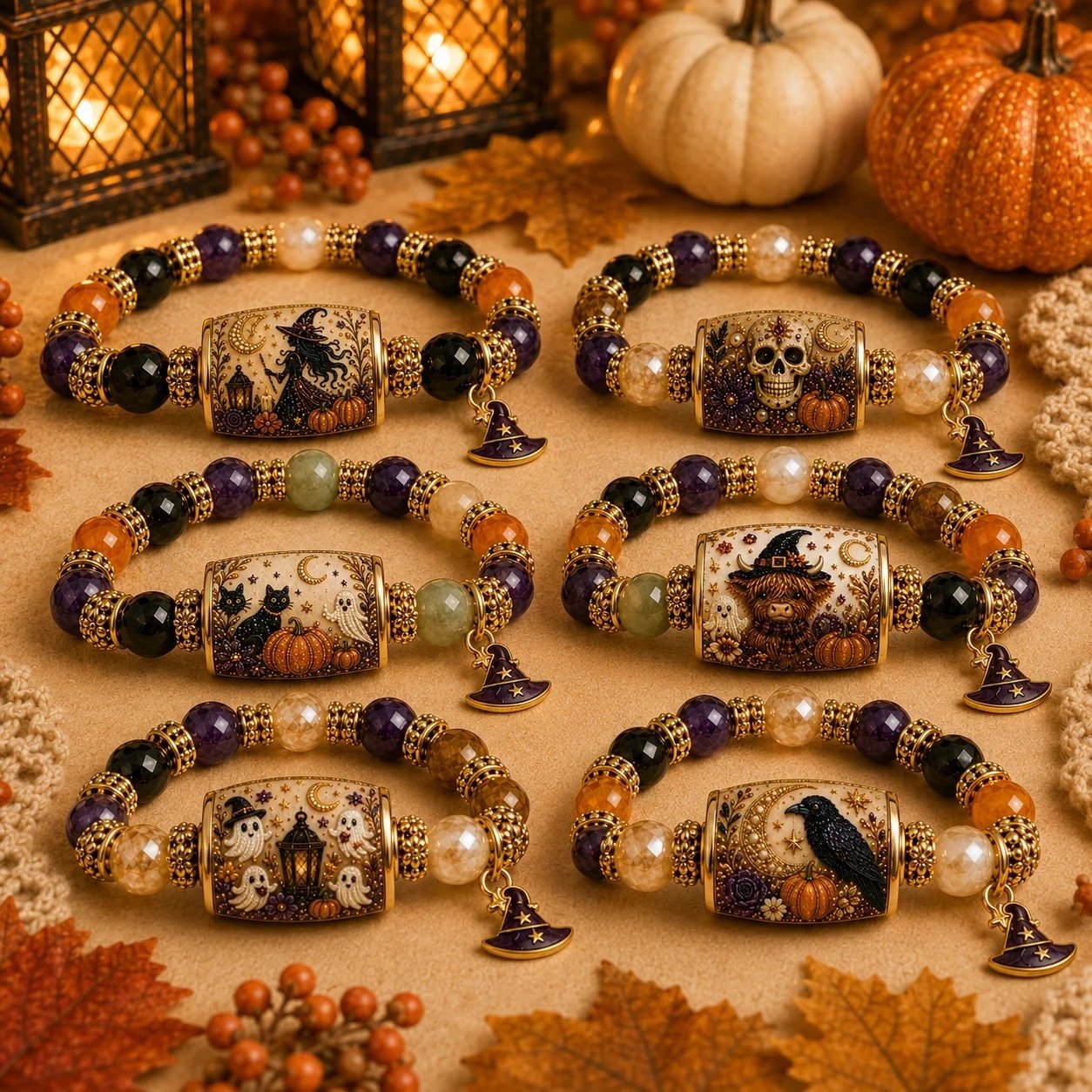 🎃🎃 Limited Edition Halloween Beaded Bracelet Set | Spooky Cute Gift Jewelry