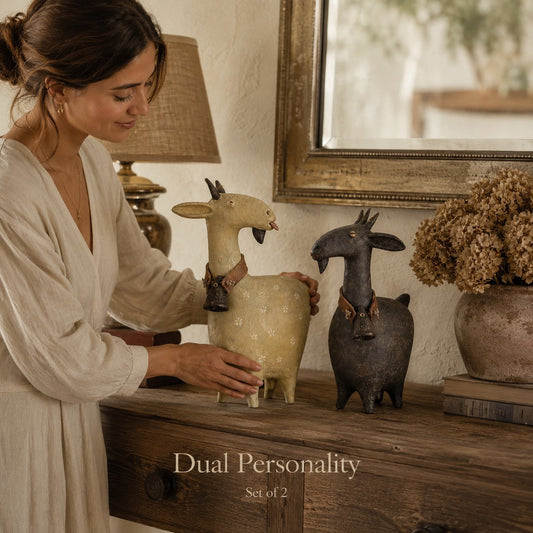 🐐 Whimsical Farmhouse Goat Figurines Set of 2