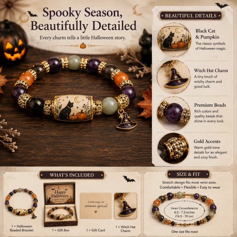 🎃🎃 Limited Edition Halloween Beaded Bracelet Set | Spooky Cute Gift Jewelry