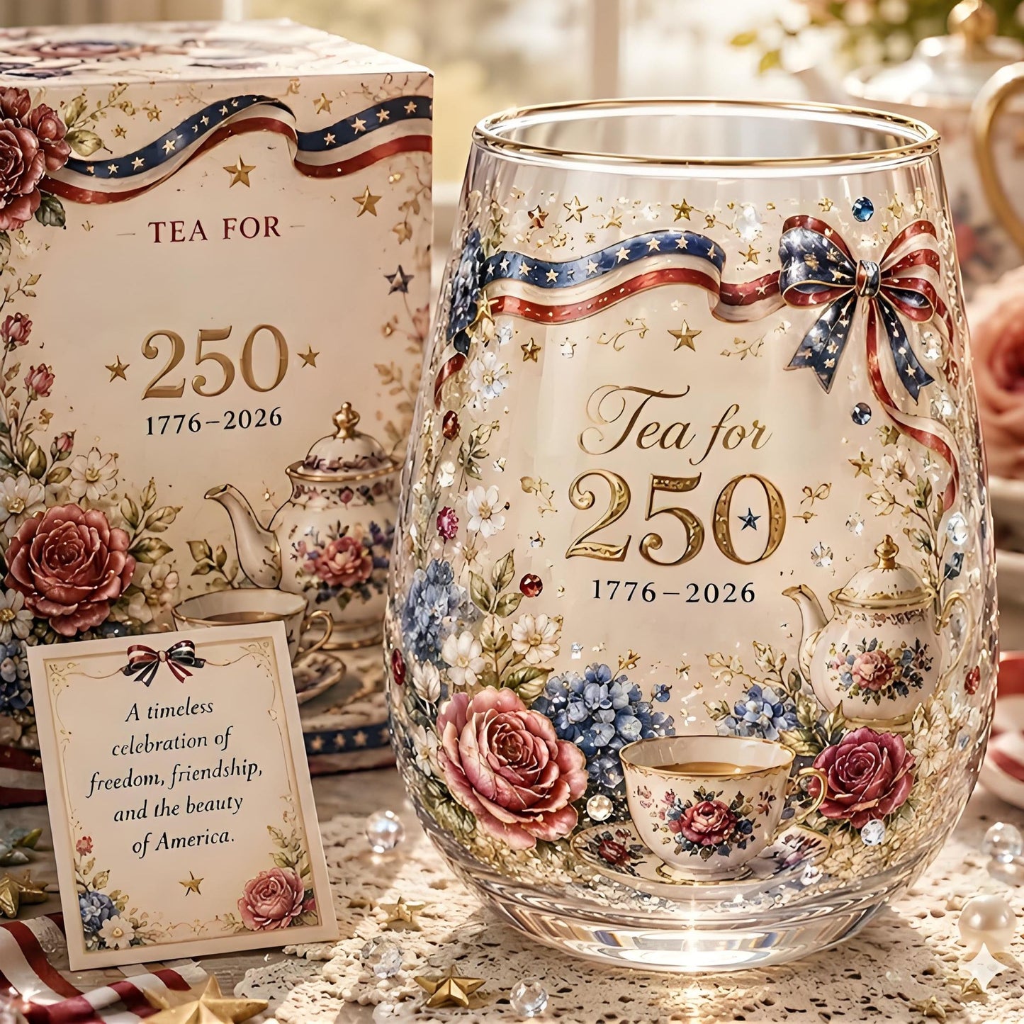 🇺🇸 250th Anniversary Commemorative Glass – A Toast to 250 Years of Freedom