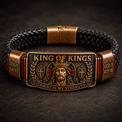 🔥LAST DAY 50% OFF - ✝️CHRIST IS MY STRENGTH: Father’s Day Faith Bracelet, Daily Spiritual Reminder for Christian Dads