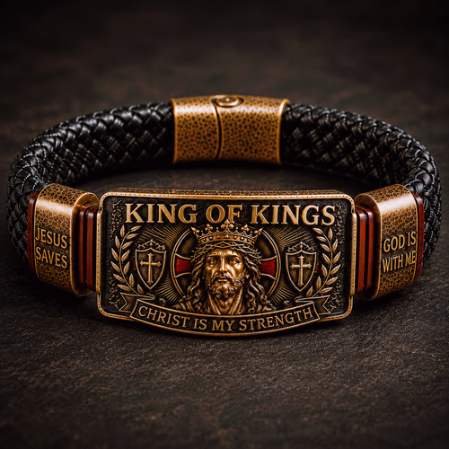 🔥LAST DAY 50% OFF - ✝️CHRIST IS MY STRENGTH: Father’s Day Faith Bracelet, Daily Spiritual Reminder for Christian Dads