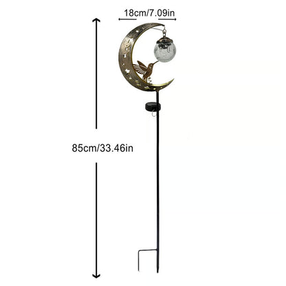🌙✨Hummingbird Moon Solar Garden Stake Light